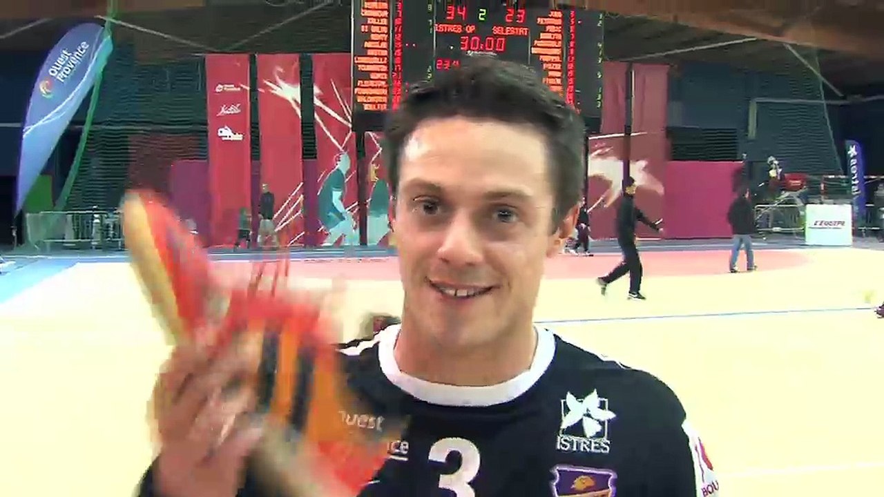 Interviews du joueur istréen Maxime Derbier et du coach Christophe Mazel