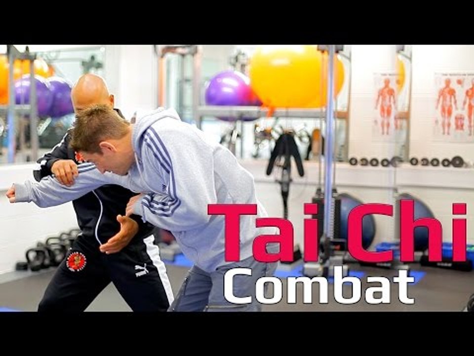 Tai chi combat tai chi chuan - tai chi Push hand attack with shoulder bump. Q23