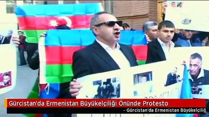 Gürcistan'da Ermenistan Büyükelçiliği Önünde Protesto