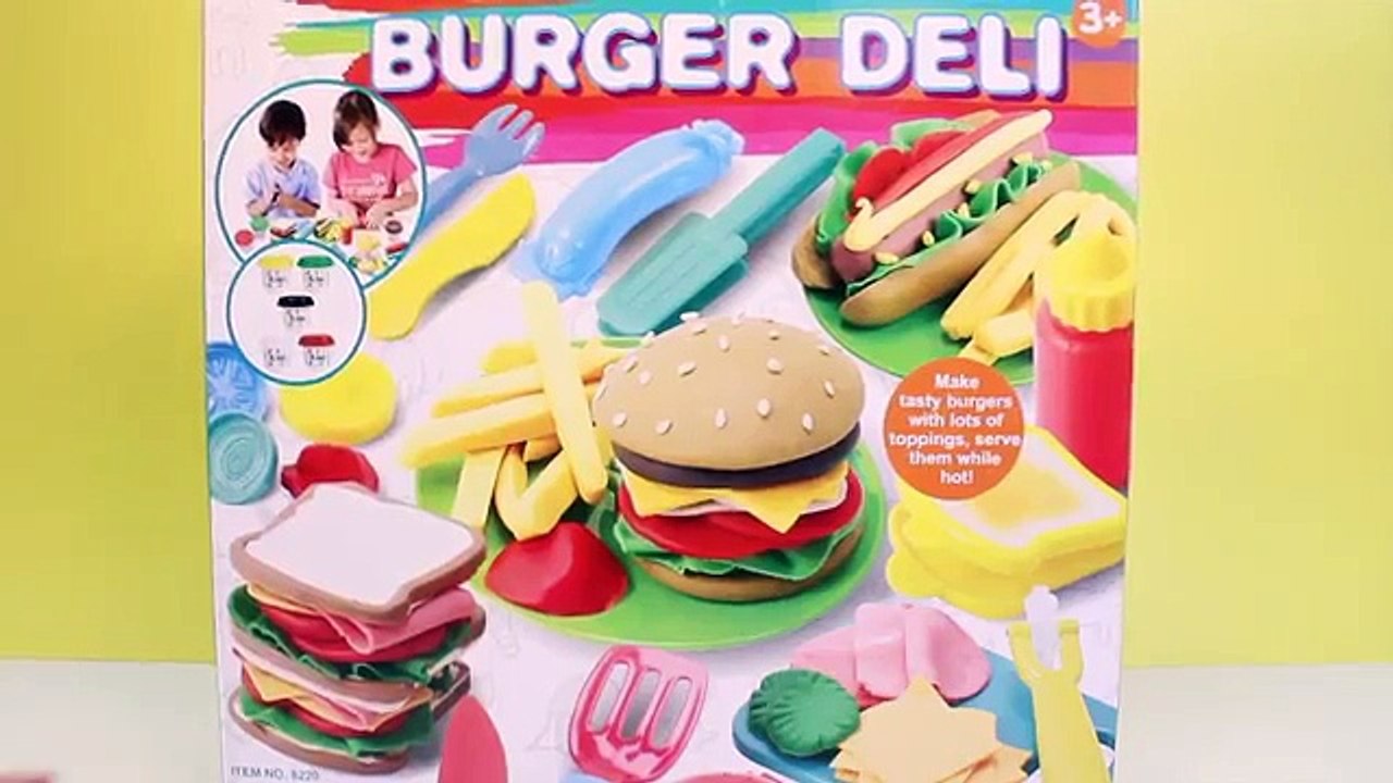 Dough Burger Deli Set Play Doh Hamburger Hot Dog French Fries Playdough Fast Food Plastilina Clay