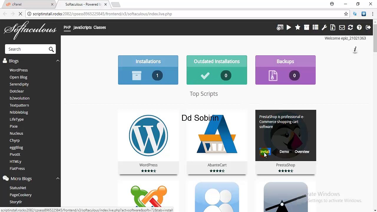 Cara Install Web PrestaShop Menggunakan Softaculous