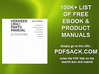 Vermeer Lm42 Parts Manual - downhload