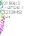 Gamer PC System Intel i76700K 4x40 GHz 8GB DDR4 RAM 1000GB HDD nVidia GTX1080 8GB