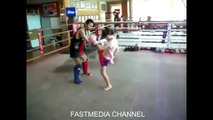 Girl 9 Years old in talent power kicks and punches