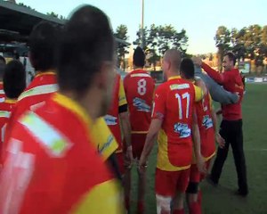 La joie de Fabrice Sergeant co-entraîneur de Martigues/ Port de Bouc