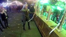 Nicola Hughes tires to shoot bow at Winter Wonderland