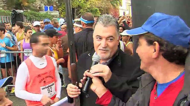 Départ de la course et interviews de participants