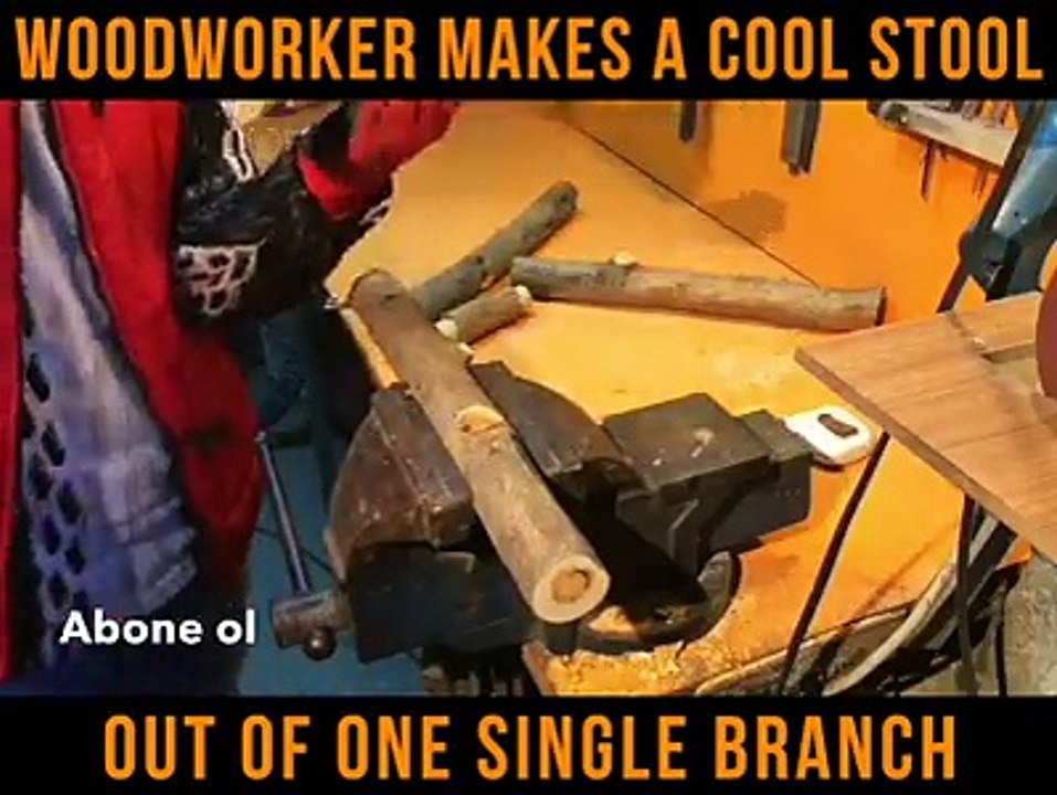 woodworker make a stool by wood .mp4