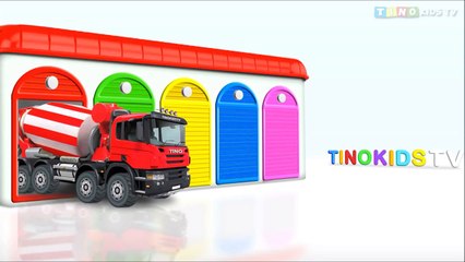 Learn Colors with Cement Trucks for Kids & Color Garage : Videos for Children
