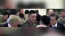 Sentado entre Trump y Abe: soldado pasa momento incómodo