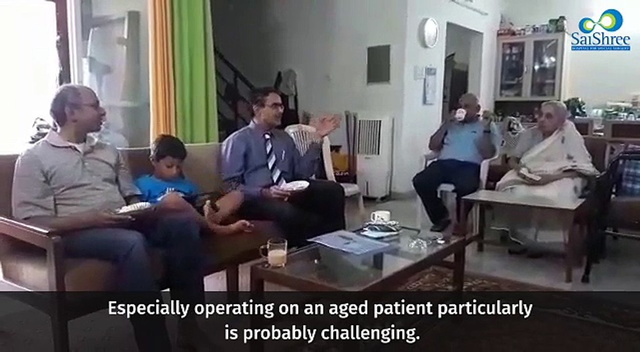 Dr. Neeraj Adkar in conversation with Patient after completing successful hip replacement Surgery