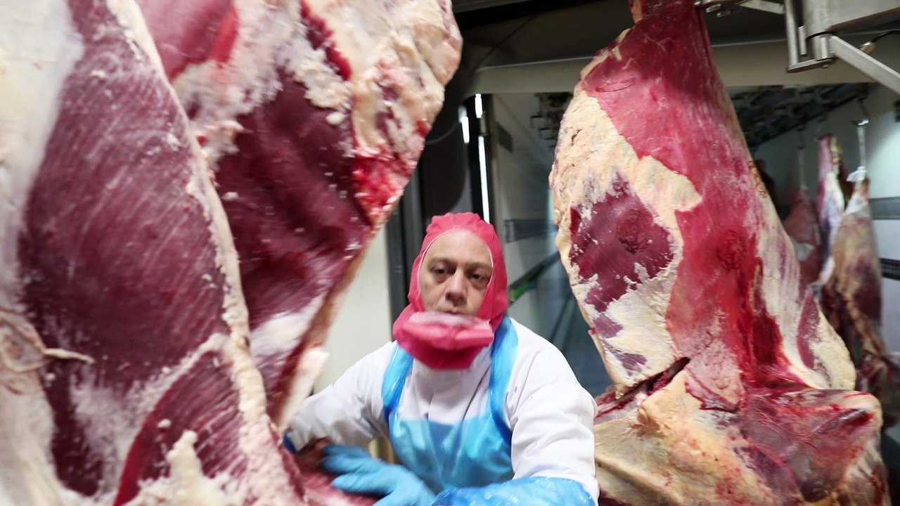 Arrivée des carcasses chez Q-food Ardenne à Longlier