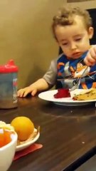 2 Year Old Boy Laughs As He Plays With JELLO For 1st Time