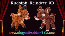 Rainbow Loom Reindeer/Rudolph 3D Charm/ Christmas/Holiday - How to Loom Bands