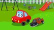 little red car and the scary flying sharks in a Halloween special video by Kids Channel