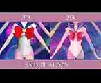 Thủy thủ mặt trăng pha lê biến hình - Sailor Moon Transformation 2D & 3D Comparison