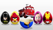 LEARN COLORS! Firetruck! Spiderman! Angry Birds! Masha and the Bear! Surprise Eggs!-x3SlWtWgDL4
