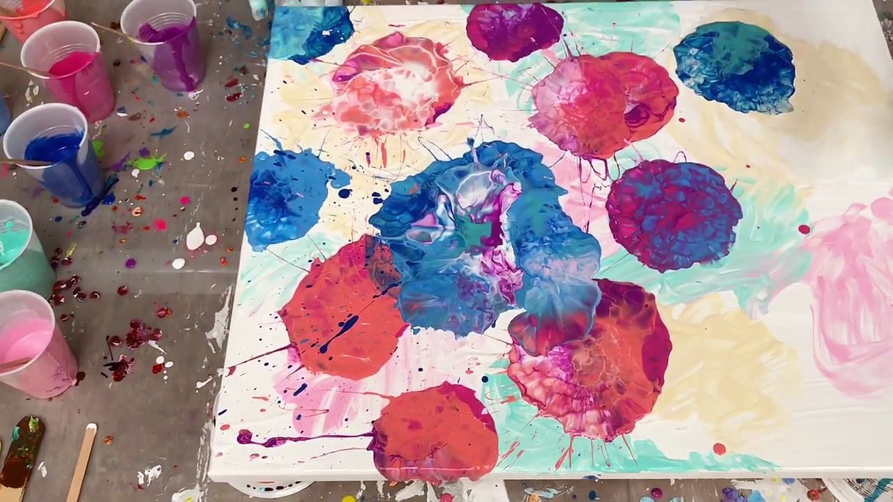 Acrylic Pour Painting: Create Flowers With Blown Puddles Using Americana Paint