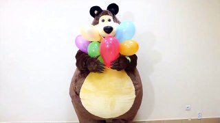 Masha and The Bear Learn colors with balloons and surprise eggs in real life nursery songs-nzYpDqCVTe4