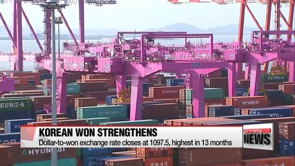 Dollar-to-won exchange rate falls below 1,100