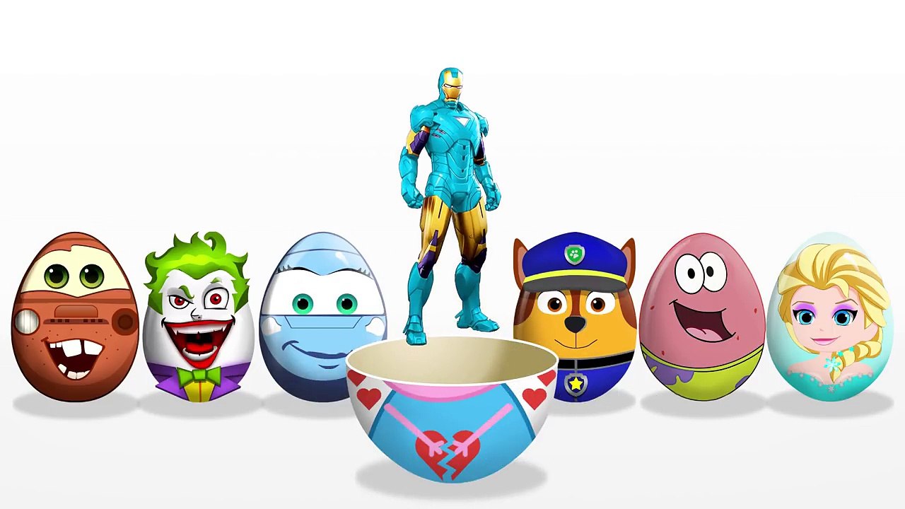 SURPRISE EGGS! LEARN COLORS! Frozen Elsa! McQueen! Cars! Spiderman! Paw Patrol! Doc McStuffins! Kids-QcxxCevqazc