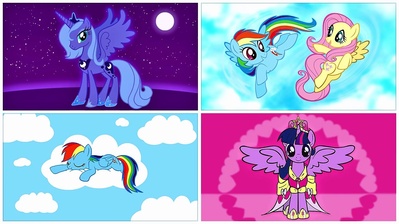 My Little Pony: Princess Luna, Rainbow Dash, Twilight Sparkle & Fluttershy Coloring Pages