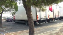 Les camions techniques et l cantine en place pour le tournage des Boulistes