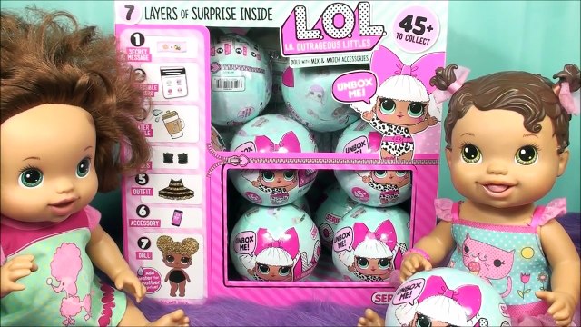 LOL Dolls 7 Layers of Surprise Blind Bag Ball with BABY ALIVE Unboxing Cupcake Ponytails