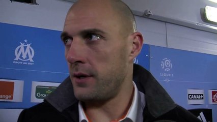 Le gardien de but de Lorient Fabien Audard savoure cette victoire face à l'OM