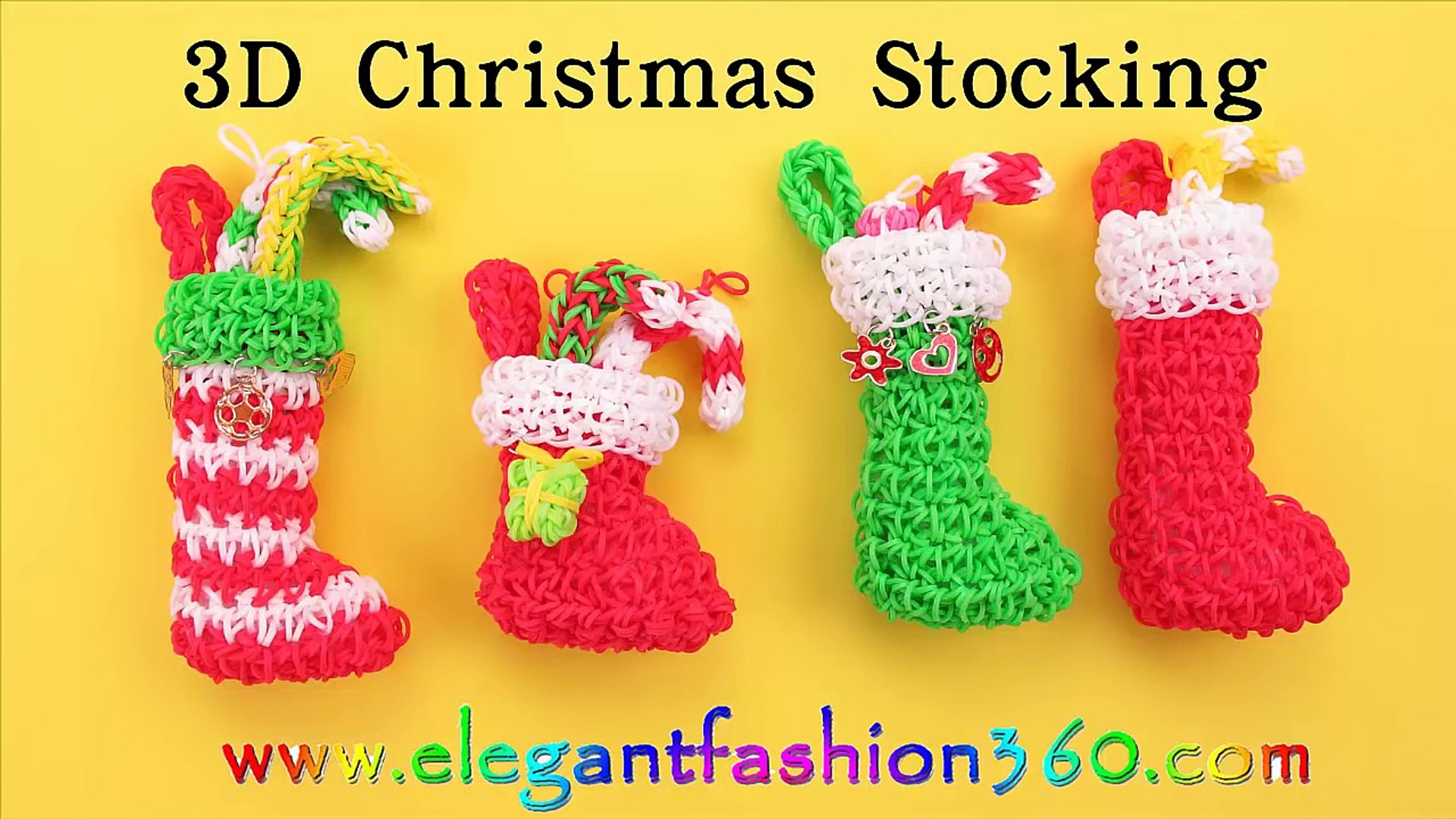 Rainbow Loom Christmas Stocking 3D Charms - How to Loom Bands Tutorial  Holiday/Ornaments - video Dailymotion