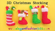 Rainbow Loom Christmas Stocking 3D Charms - How to Loom Bands Tutorial Holiday/Ornaments