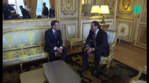 Les images de la rencontre entre Emmanuel Macron et Saad Hariri, le premier ministre libanais démissionnaire