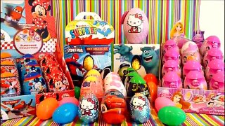50 Surprise Eggs unboxing 30 minutes! Maxi Cars 3 kinder Spiderman Peppa Pig Spongebob Mickey Mouse