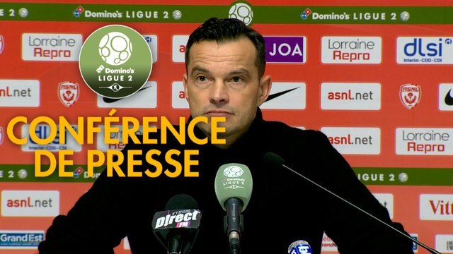 Conférence de presse AS Nancy Lorraine - AC Ajaccio (2-2) : Vincent HOGNON (ASNL) - Olivier PANTALONI (ACA) - 2017/2018