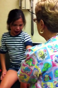 Watch the difference between the first time and the recent time getting flu shot of this teenager