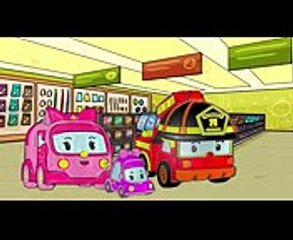ROBOCAR POLI 2017! Mini got stuck in the Elevator! Transforms with animation a Real love story! Cart