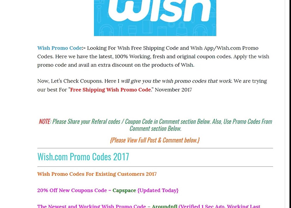 Wish Promo Codes