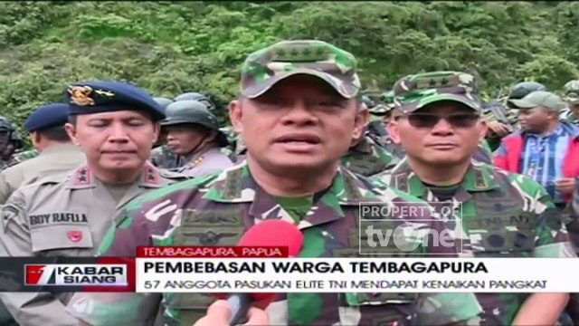 Lokasi Pemberian Kenaikan Pangkat Kepada 57 Anggota TNI Terkait Pembebasan Warga Tembagapura