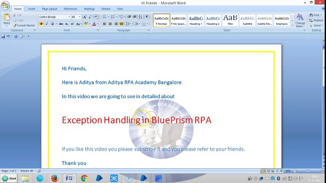 Exception Handling in valid Expression BPEH 2004 - Aditya RPA Academy