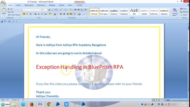 Exception Handling in valid Expression BPEH 2008 - Aditya RPA Academy