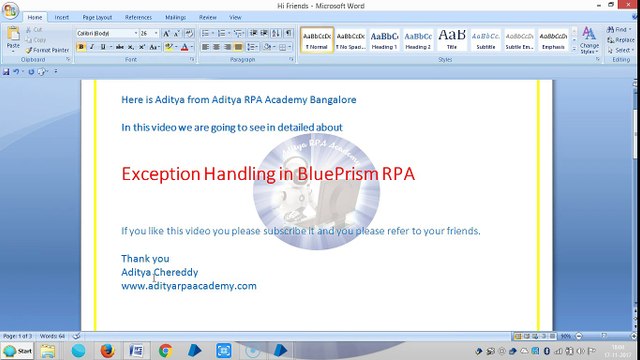 Exception Handling in valid Expression BPEH 2009 - Aditya RPA Academy