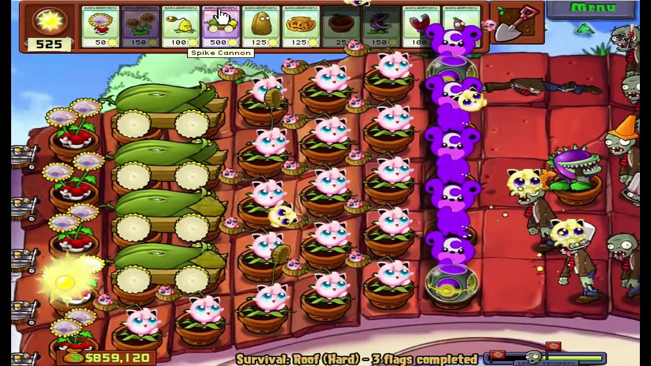 Plants vs Zombies l Spike Cannon vs ZOmbies. Survival Endless