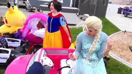 Superhero Compilation Frozen Elsa Arrested for Texting by kid cop! w/ spiderman & disney carriage