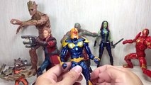 Guardians of the Galaxy Marvel Legends Groot, Rocket, Drax, Gamora, Star Lord, Nova, Iron Man Toy Re