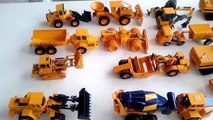 Construction Vehicles toys for kids: UNBOXING CAT Backhoe Excavator Dump Truck Cement Mixer Loader