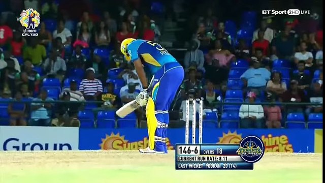 Hasan Ali vs Kieron Pollard Excellent Bowlig by Hasan Ali CPL 2017 Match 16