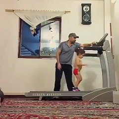 Father trains 3 year old baby girl very well