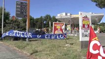 Nouvelle action de la CGT qui bloquait ce matin la station Total Access de Martigues