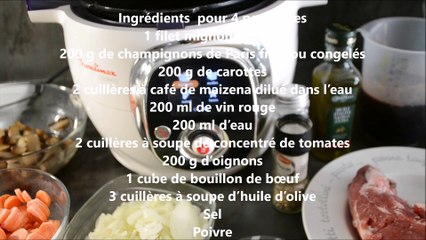 Filet mignon porc bourguignon cookeo