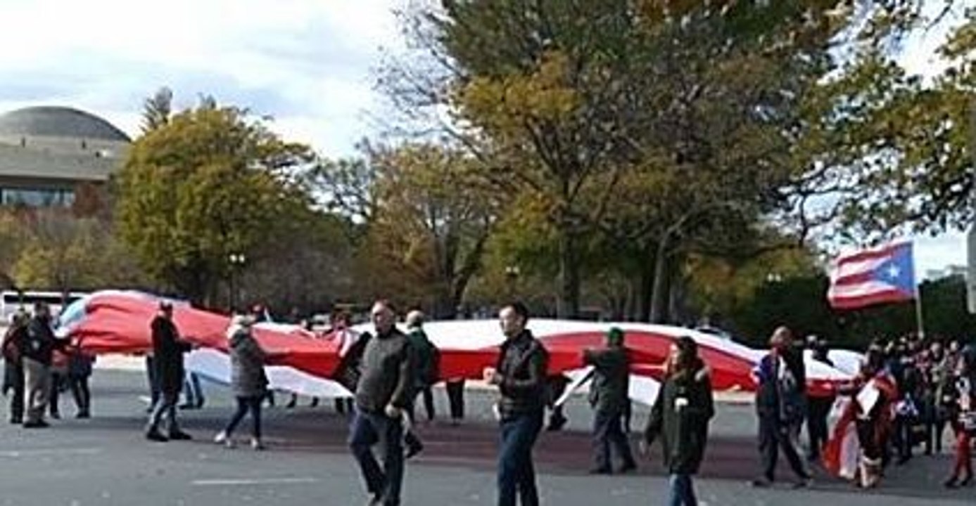 Giant Puerto Rico Flag Unfurled at Unity March